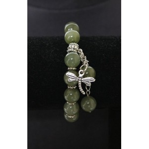 Браслет из нефрита (натуральный), шарик 10мм, с фурнитурой