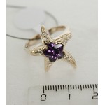 Кольцо с аметистом (синт.) "морская звезда"