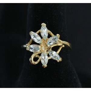 Кольцо с топазом голубым "6 камней"