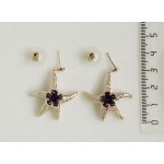 Серьги из аметиста (синт.) "морская звезда"