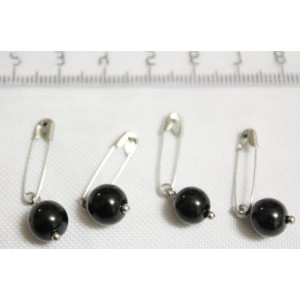 Брошь-булавка с гагатом, шар 8мм