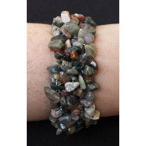 Браслет из яшмы зеленой, галтовка, длина 16-17см