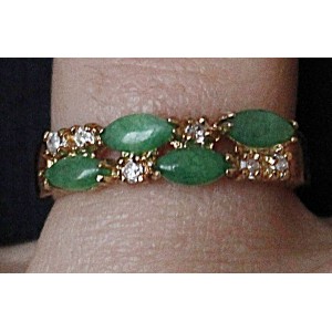 Кольцо с хризопразом (темный) "дорожка"