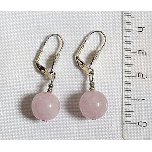 Серьги из розового кварца, шарик 12мм