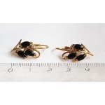 Серьги из оникса черного "3 рис + циркон"