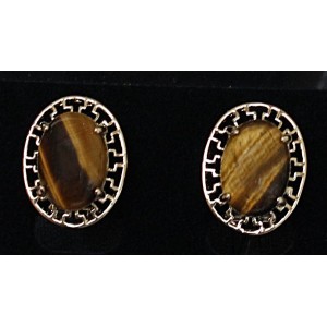 Серьги из тигрового глаза, овал, греческие
