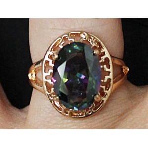 Кольцо с фианитом "мистик", "греческое"