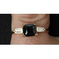 Кольцо с цирконом черно-белым "квадрат"