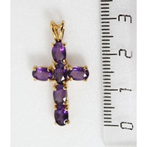 Кулон из аметиста (синт.) "крест"