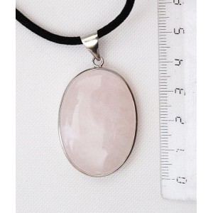Кулон из кварца розового, простой овал 25х18мм