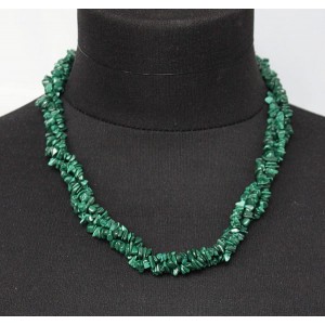 Бусы из малахита (галтовка), жгут 3 нити