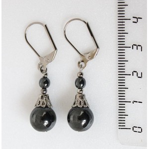 Серьги из гематита, шарик 10мм и 4мм