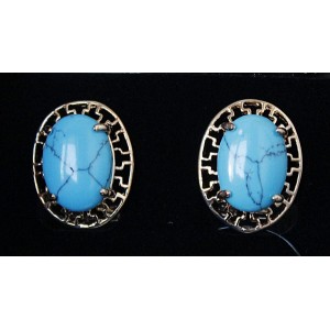 Серьги из бирюзы (имитация) "греческие", цвет темно-голубой