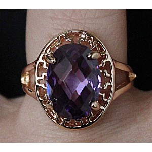 Кольцо с аметистом (синт.) "греческое"