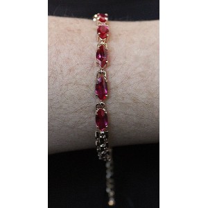 Браслет из корунда красного (рубин синтетический), "маркиза малая"