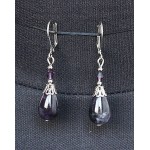 Серьги из аметиста, капельки 16х10мм, шапочка "вазочка малая"